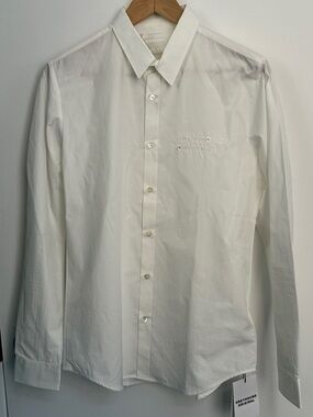 Men's White Classic Button-Down Dress Shirt